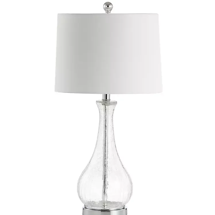 Kirklands Home Clear Glass and Silver Metal Base Table Lamp White Outlet