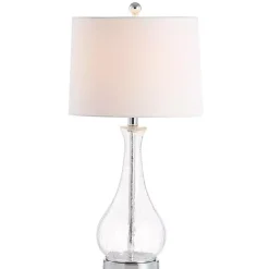 Kirklands Home Clear Glass and Silver Metal Base Table Lamp White Outlet