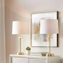 Kirklands Home Clear Glass Base Gold Table Lamps, Set of 2 White Best