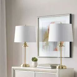 Kirklands Home Clear Glass Base Gold Table Lamps, Set of 2 White Best