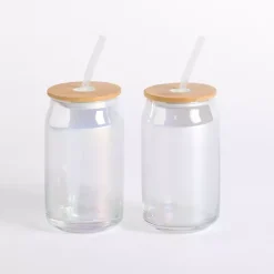 Kirklands Home Glass Can Tumblers, Set of 2 Clear Hot