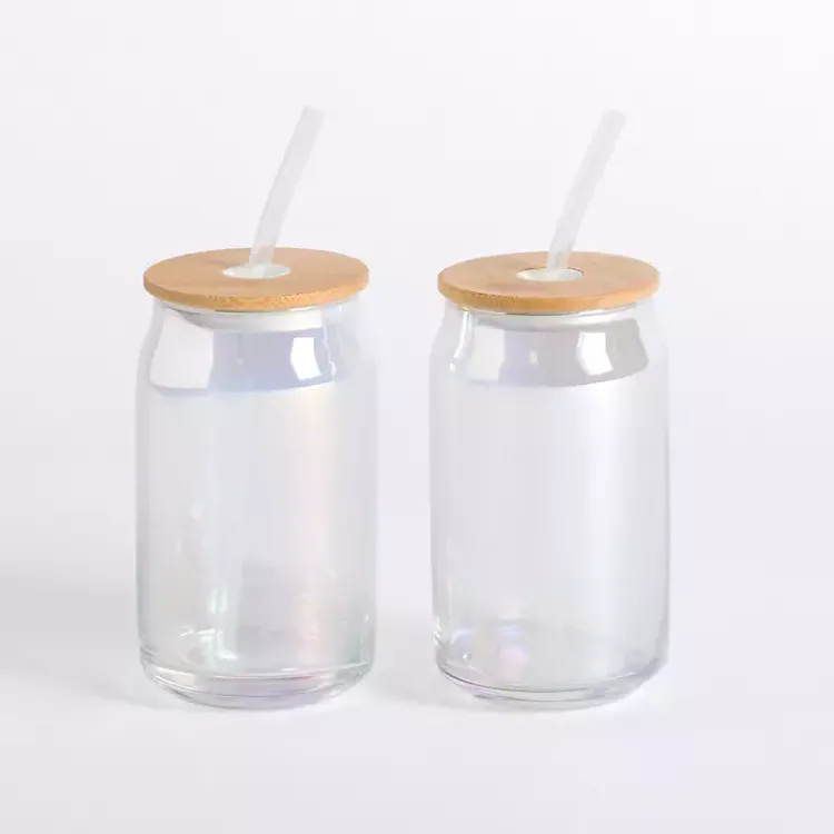 Kirklands Home Glass Can Tumblers, Set of 2 Clear Hot
