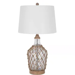 Kirklands Home Clear Glass Coastal Netting Table Lamps, Set of 2 White Discount
