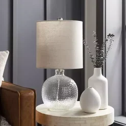 Kirklands Home Clear Glass Hobnail Table Lamp Gray