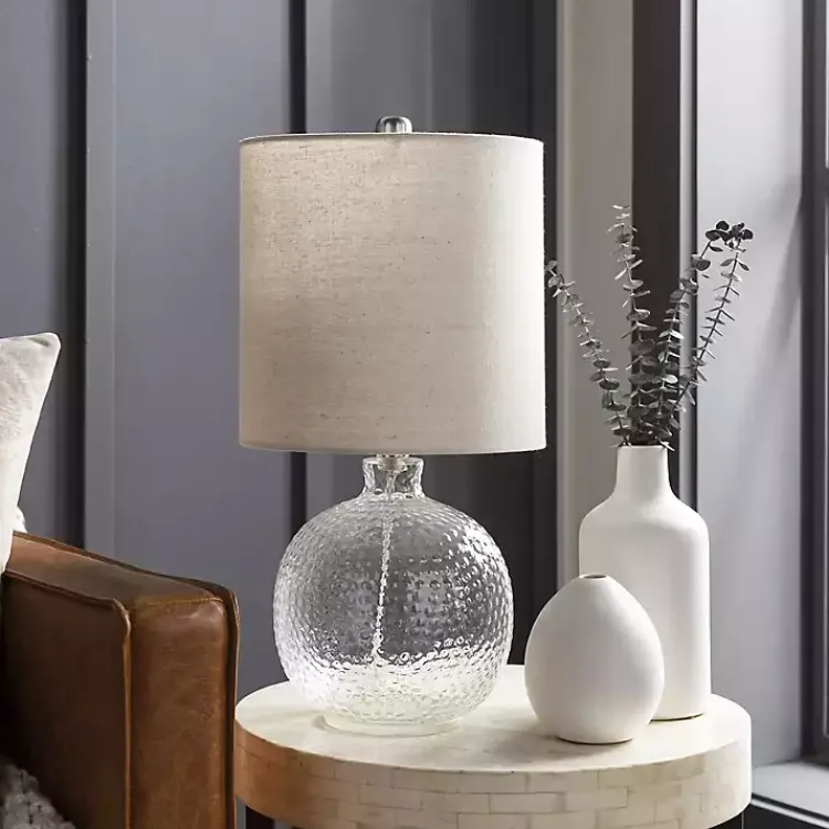 Kirklands Home Clear Glass Hobnail Table Lamp Gray