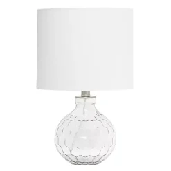 Kirklands Home Clear Glass Honeycomb Table Lamp White Clearance