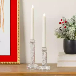 Candle Holders>Kirklands Home Glass Taper Candle Holders, Set of 2 Clear