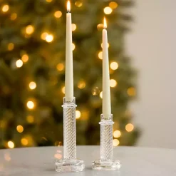 Candle Holders>Kirklands Home Glass Taper Candle Holders, Set of 2 Clear