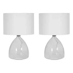 Kirklands Home Clear Glass Tapered Table Lamps, Set of 2 White Discount