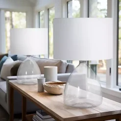 Kirklands Home Clear Glass Tapered Table Lamps, Set of 2 White Discount
