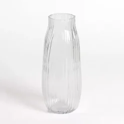 Vases>Kirklands Home Glass Wavy Ribbed Vase, 12 in. Clear