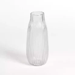 Vases>Kirklands Home Glass Wavy Ribbed Vase, 10.25 in. Clear