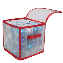 Seasonal Storage>Kirklands Home Clear Polka Dot Zip 64-pc. Ornament Storage Box