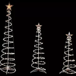 Outdoor Christmas Decorations>Kirklands Home Clear Pre-Lit Spiral Christmas Trees, Set of 3 White