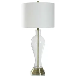 Kirklands Home Clear Seeded Glass and Brass Table Lamp Outlet