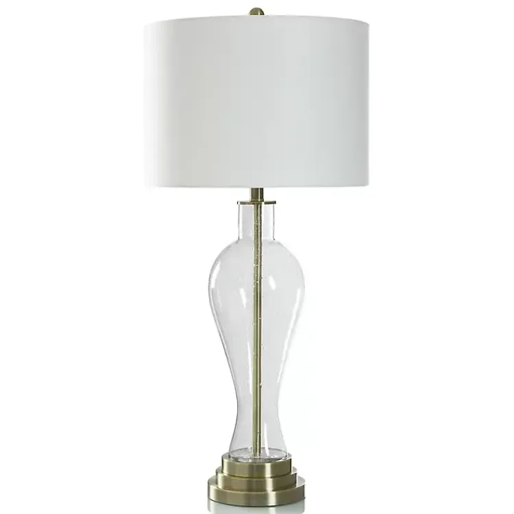 Kirklands Home Clear Seeded Glass and Brass Table Lamp Outlet