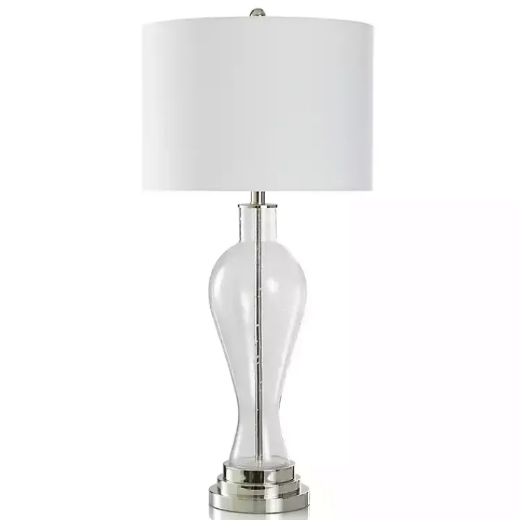 Kirklands Home Clear Seeded Glass and Silver Table Lamp Clearance