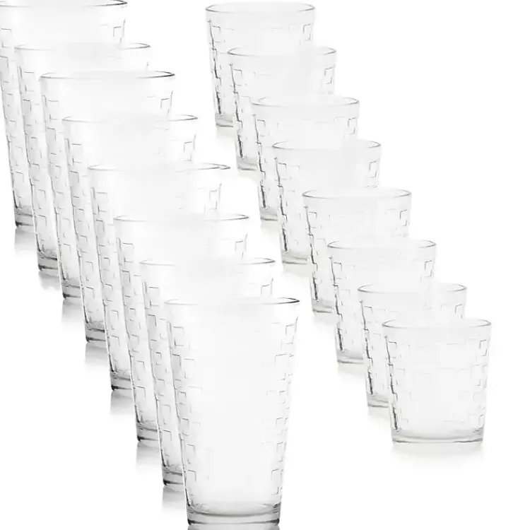 Kirklands Home Square Embosses Glass 16-pc. Drinkware Set Clear Sale