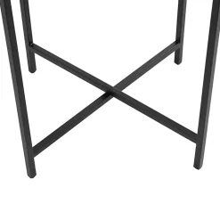 Kirklands Home Clear Textured Glass & Black Iron Accent Table Hot