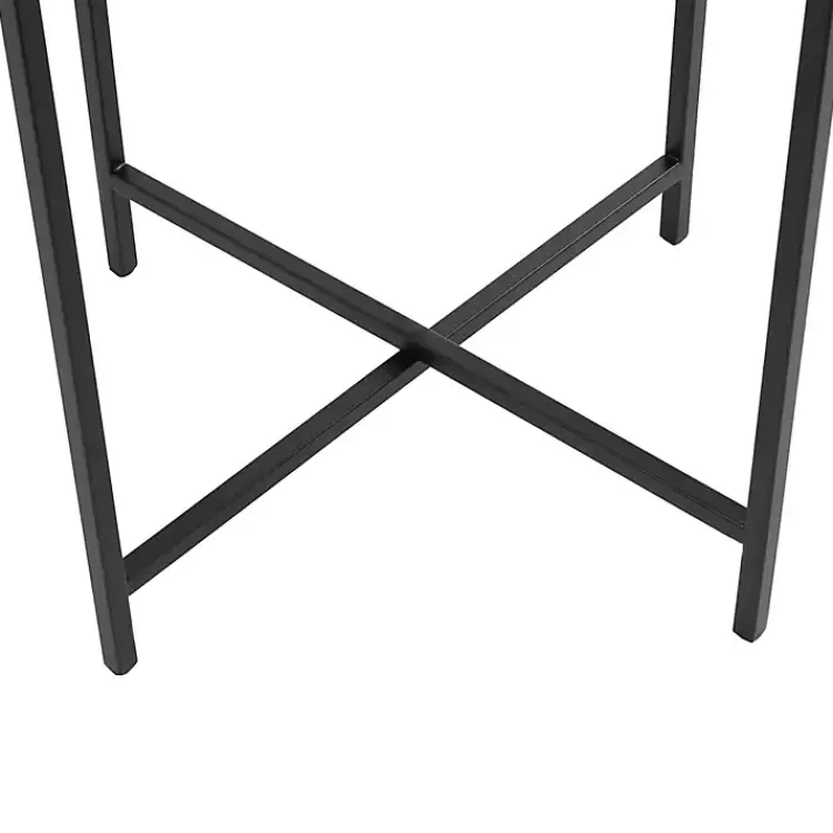 Kirklands Home Clear Textured Glass & Black Iron Accent Table Hot