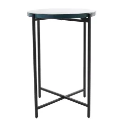 Kirklands Home Clear Textured Glass & Black Iron Accent Table Hot