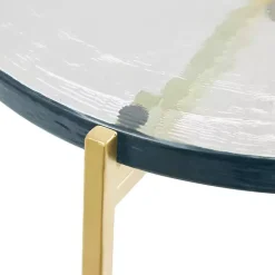 Kirklands Home Clear Textured Glass & Gold Iron Accent Table Best