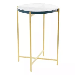 Kirklands Home Clear Textured Glass & Gold Iron Accent Table Best