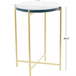 Kirklands Home Clear Textured Glass & Gold Iron Accent Table Best