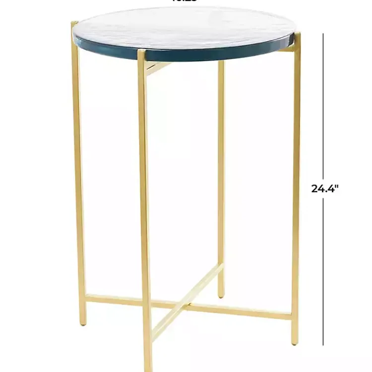 Kirklands Home Clear Textured Glass & Gold Iron Accent Table Best
