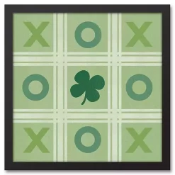 St Patricks Day Decorations>Kirklands Home Clover Tic Tac Toe Framed Canvas Art Print