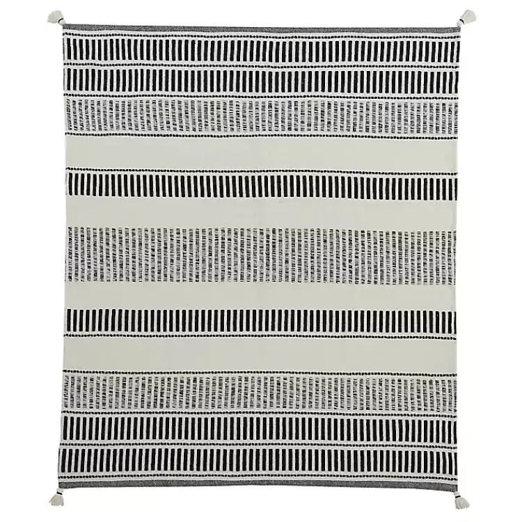 Blankets & Throws>Kirklands Home Coal Geometric Striped Throw
