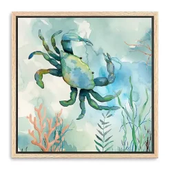 Kirklands Home Coastal Bay Crab Framed Canvas Art Print Outlet