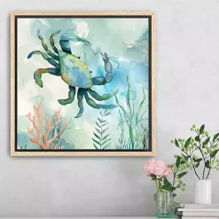 Kirklands Home Coastal Bay Crab Framed Canvas Art Print Outlet
