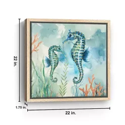 Kirklands Home Coastal Bay Seahorses Framed Canvas Art Print Hot