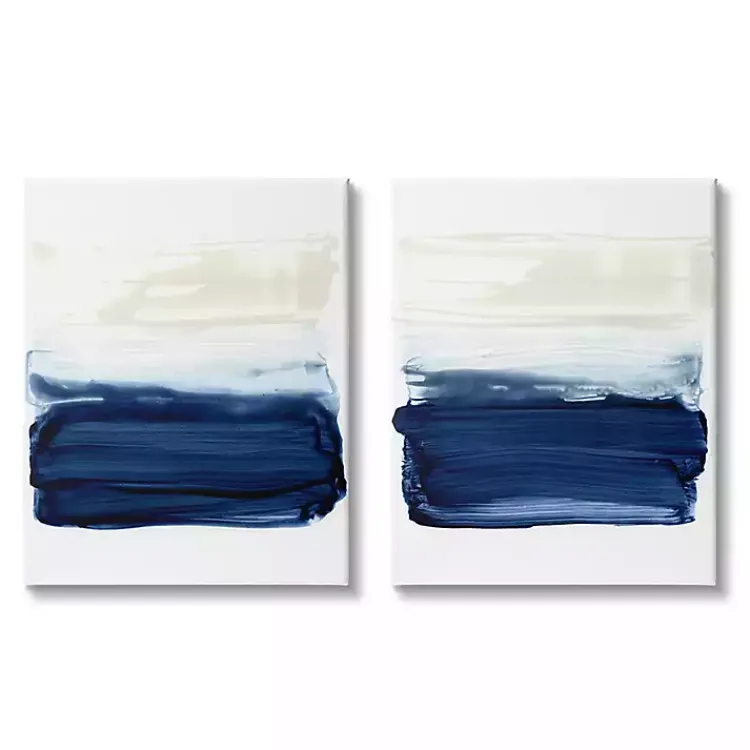 Kirklands Home Coastal Brushstrokes Canvas Art Print, Set of 2 New