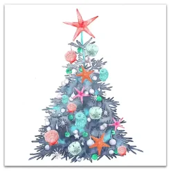 Christmas Art & Wall Decor>Kirklands Home Coastal Christmas Tree Canvas Art Print