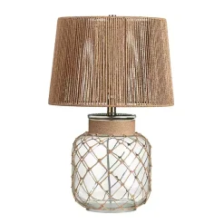 Kirklands Home Coastal Clear Glass and Rope Table Lamp Tan Sale