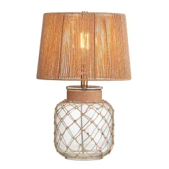 Kirklands Home Coastal Clear Glass and Rope Table Lamp Tan Sale