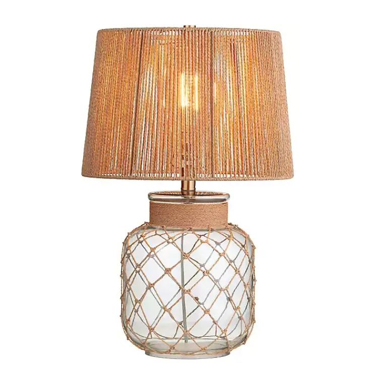 Kirklands Home Coastal Clear Glass and Rope Table Lamp Tan Sale