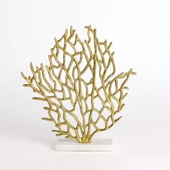Statues & Figurines>Kirklands Home Coastal Coral Statue with Marble Base Gold