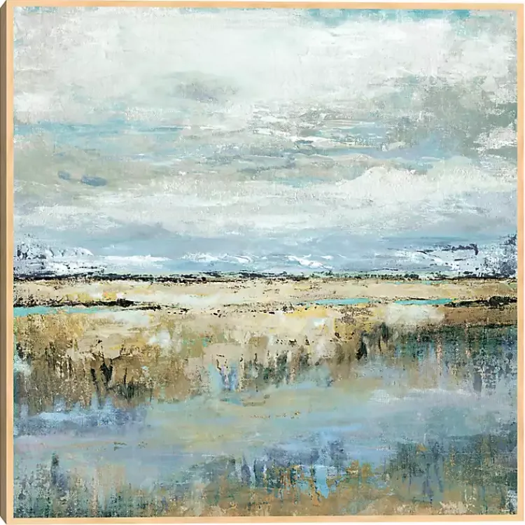 Kirklands Home Coastal Marsh Framed Canvas Art Print Blue Outlet