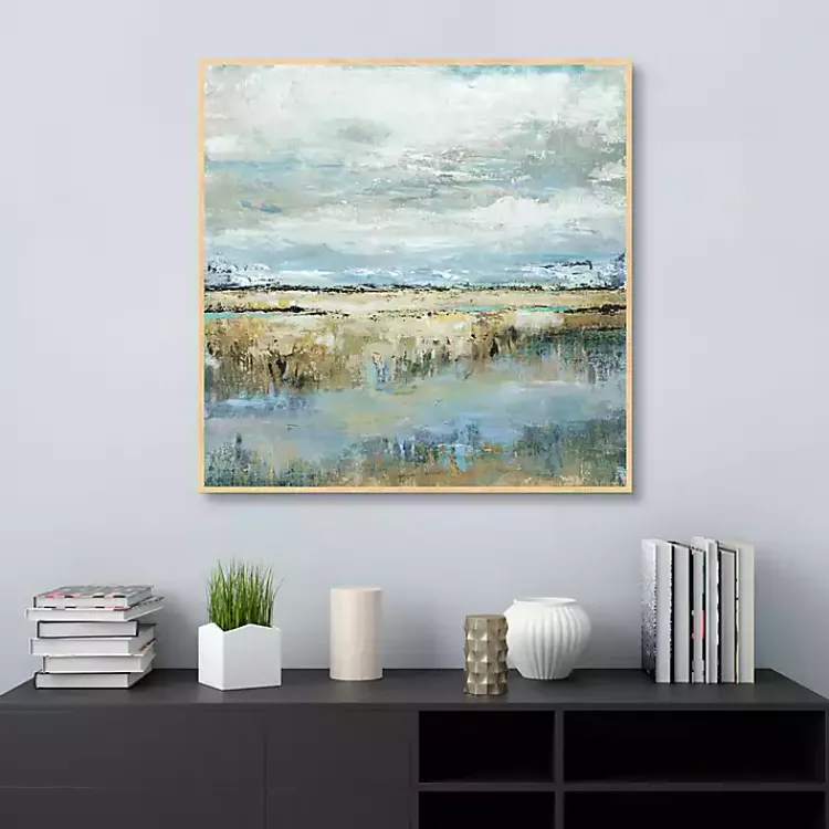 Kirklands Home Coastal Marsh Framed Canvas Art Print Blue Outlet