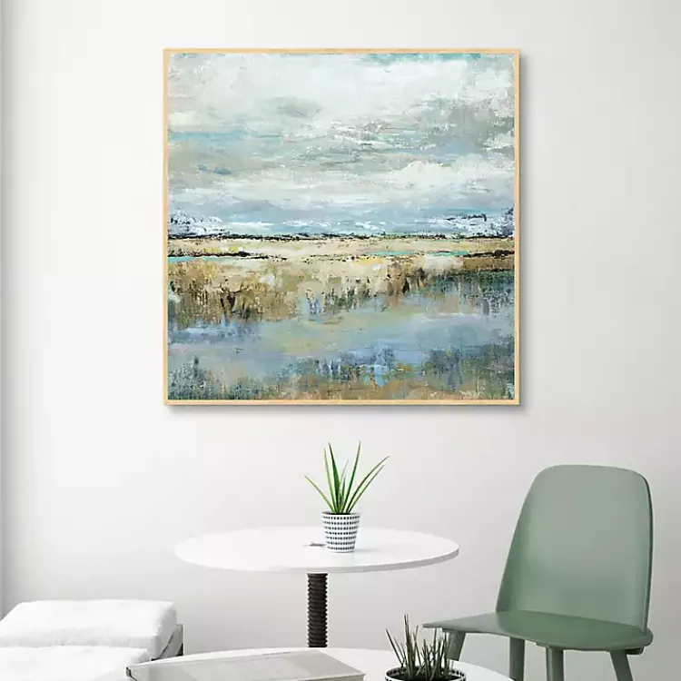 Kirklands Home Coastal Marsh Framed Canvas Art Print Blue Outlet