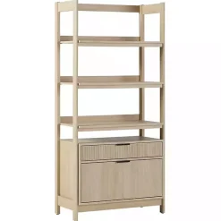 Kirklands Home Coastal Oak 2-Drawer Modern Wood Bookcase Tan Hot