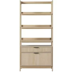 Kirklands Home Coastal Oak 2-Drawer Modern Wood Bookcase Tan Hot