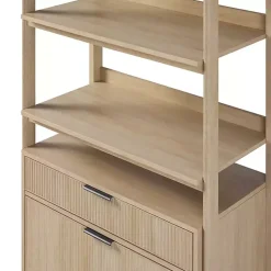 Kirklands Home Coastal Oak 2-Drawer Modern Wood Bookcase Tan Hot
