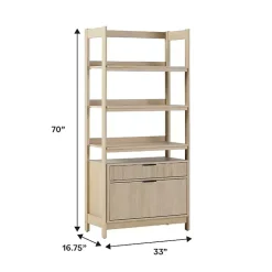 Kirklands Home Coastal Oak 2-Drawer Modern Wood Bookcase Tan Hot