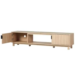 Kirklands Home Coastal Oak Fluted 2-Door TV Sd Tan Discount