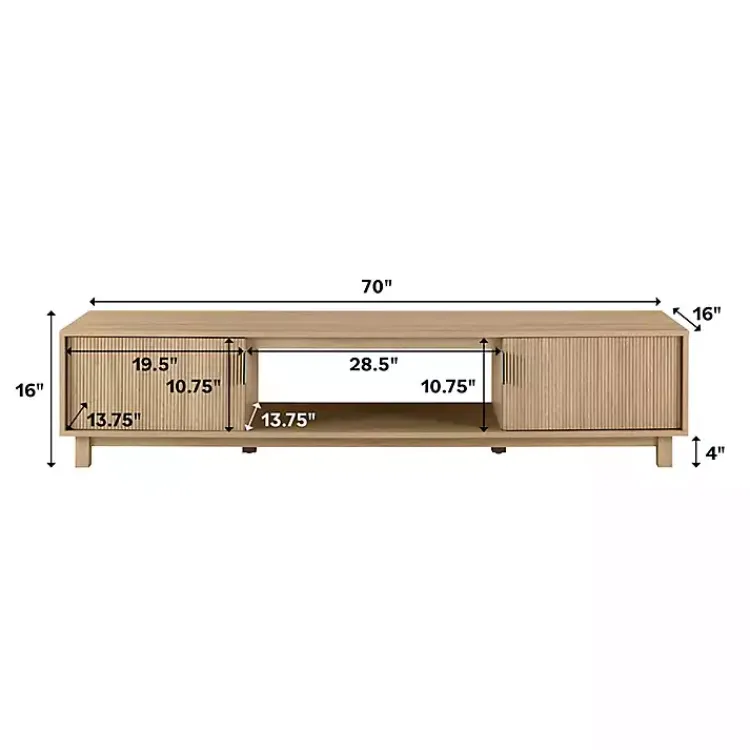 Kirklands Home Coastal Oak Fluted 2-Door TV Sd Tan Discount