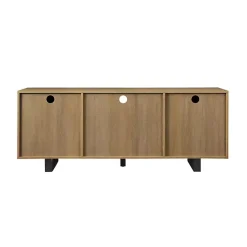 Kirklands Home Coastal Oak Grooved Media Cabinet Tan Sale